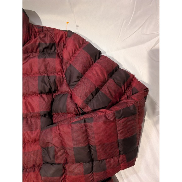 Eddie Bauer Womens Red Black Buffalo Plaid Down Puffer Jacket XL Full Zip - Picture 3 of 10